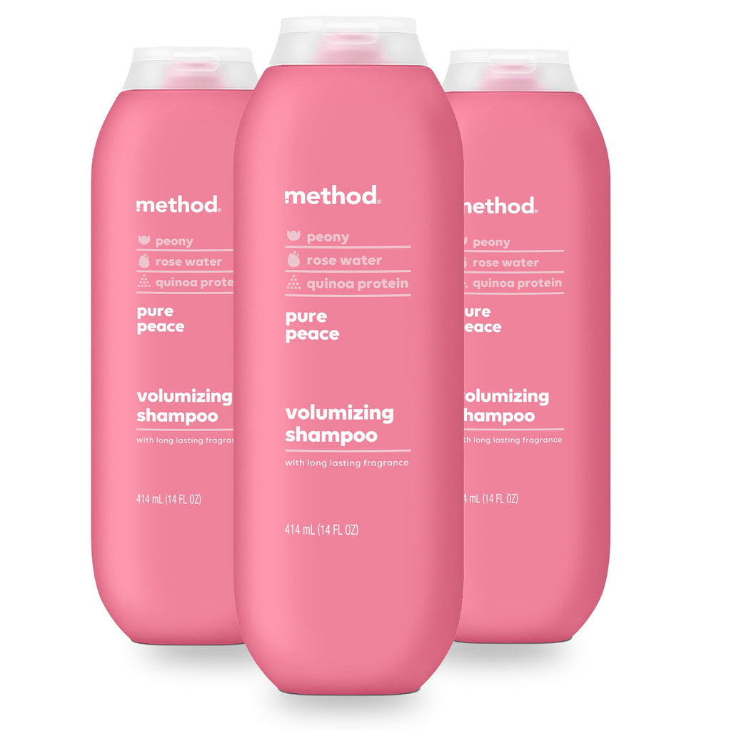 Method Pure Peace Volumizing Shampoo – Thicker, Fuller Hair, Sulfate-Free & Color Safe (14 oz x3)