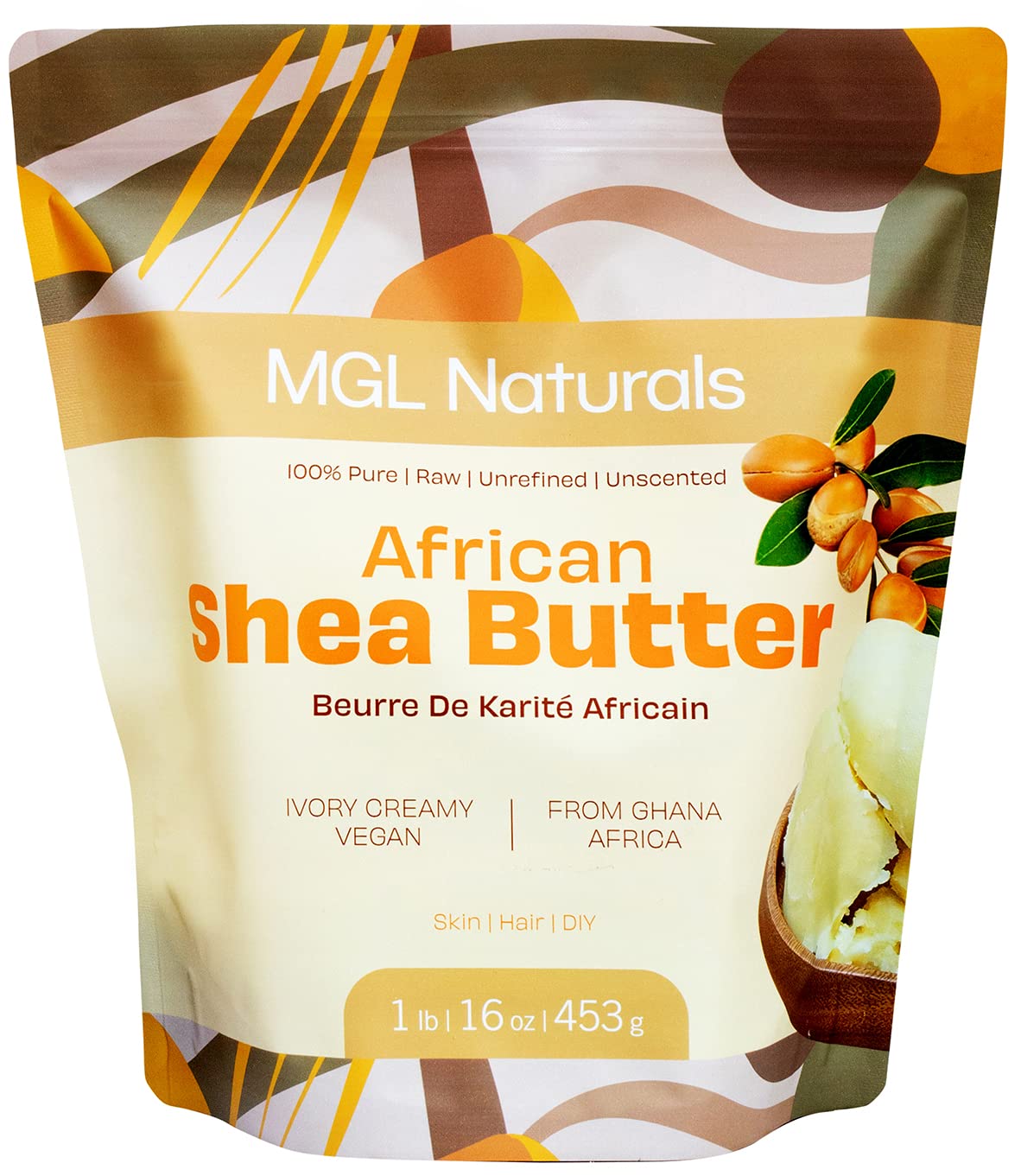 MGL Naturals Raw African Shea Butter Ivory 1 lb 100% Pure and Unrefined