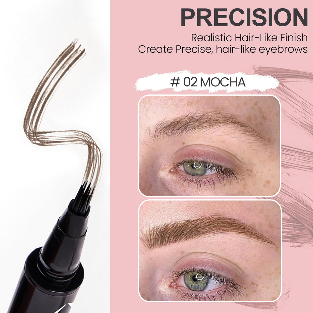Mgviiiva Eyebrow Pen – 3D Hair-Like Strokes, Waterproof, 24H Hold (#02)