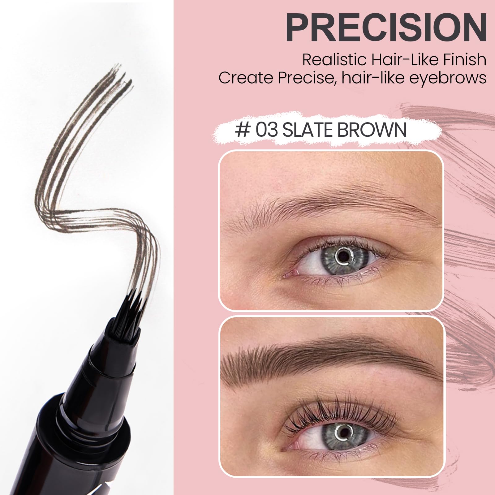 Mgviiiva Eyebrow Pen - 3D Hair-Like Strokes, Waterproof, 24H Hold, Angled Brush | Easy to Use #03