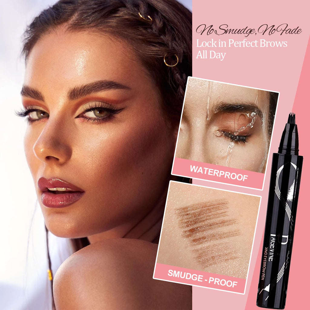 Mgviiiva Eyebrow Pen – 3D Hair-Like Strokes, Waterproof, 24H Hold (#02)