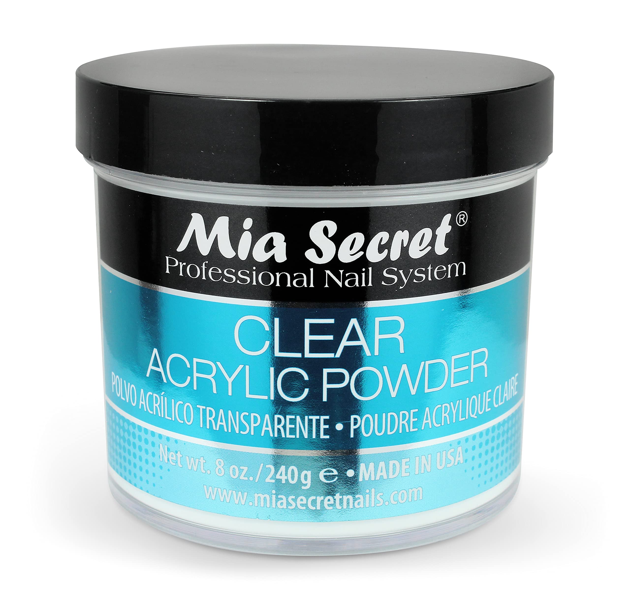 Mia Secret Clear Acrylic Powder (8oz) – True Clear, Self-Leveling, Easy Removal