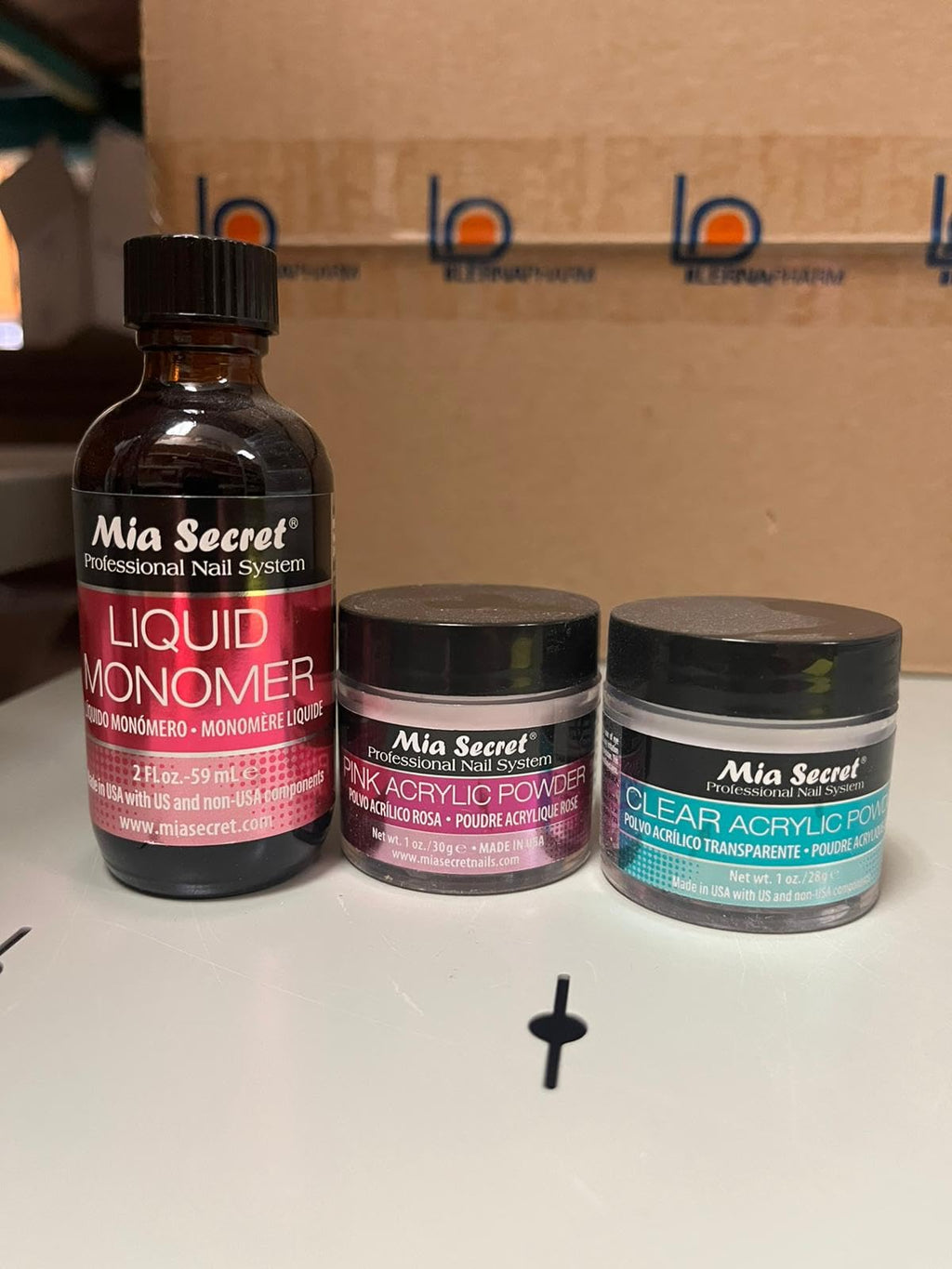 Mia Secret 2oz Liquid Monomer + 1oz Clear + 1oz Pink Acrylic Powder – Nail Art Set by Mia