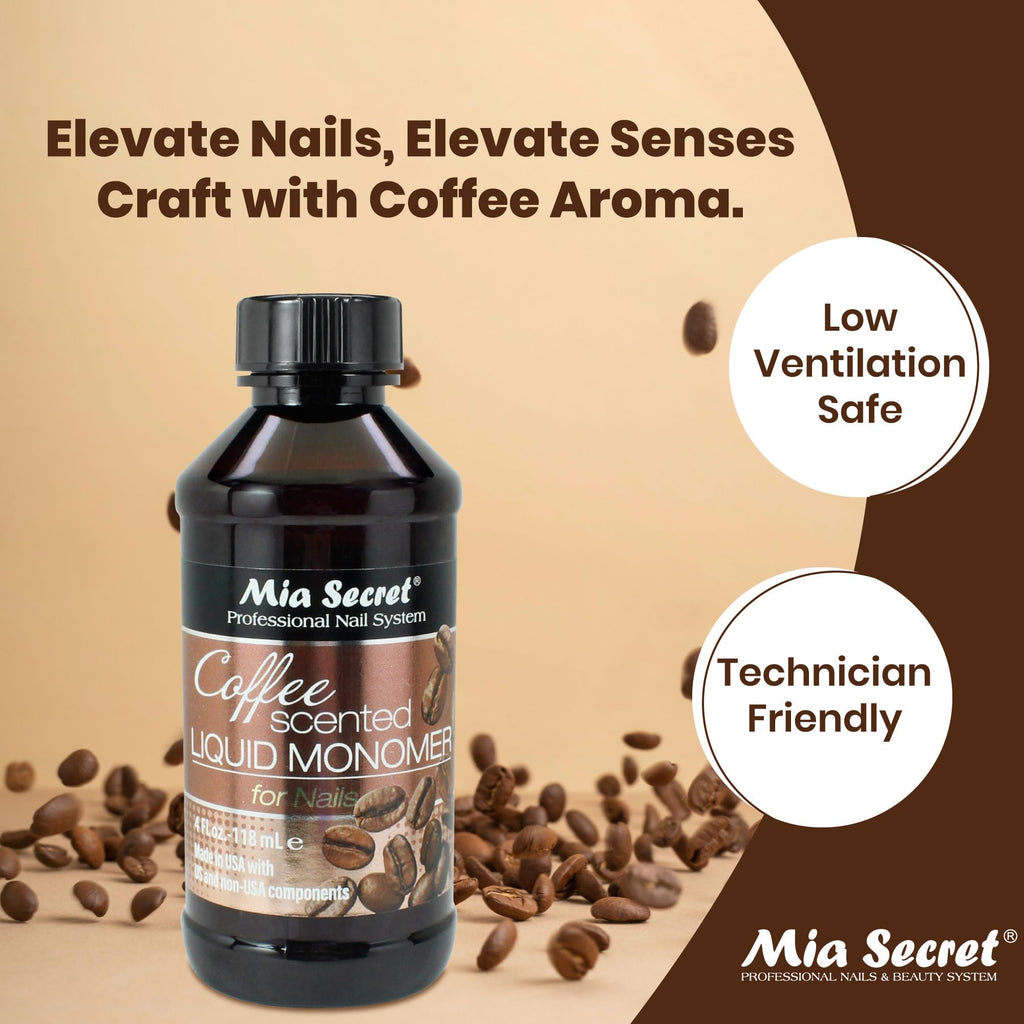 Mia Secret Coffee Scented Liquid Monomer – EMA Monomer for Acrylic Nails (4 oz)