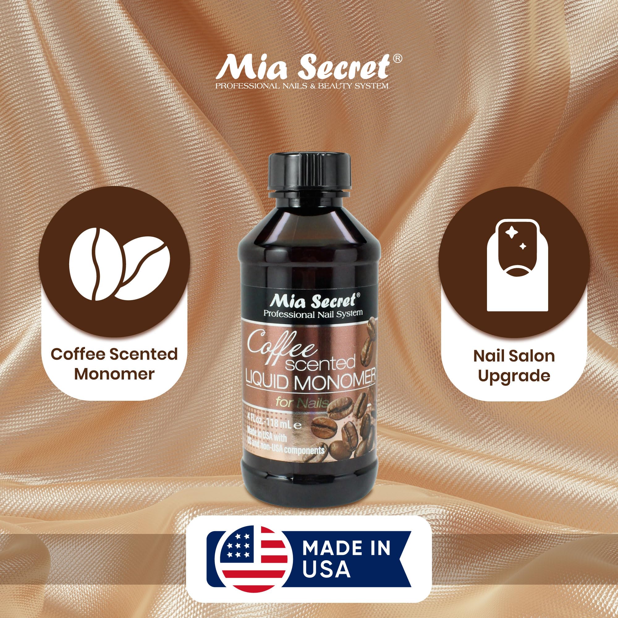 Mia Secret Coffee Scented Liquid Monomer – EMA Monomer for Acrylic Nails (4 oz)