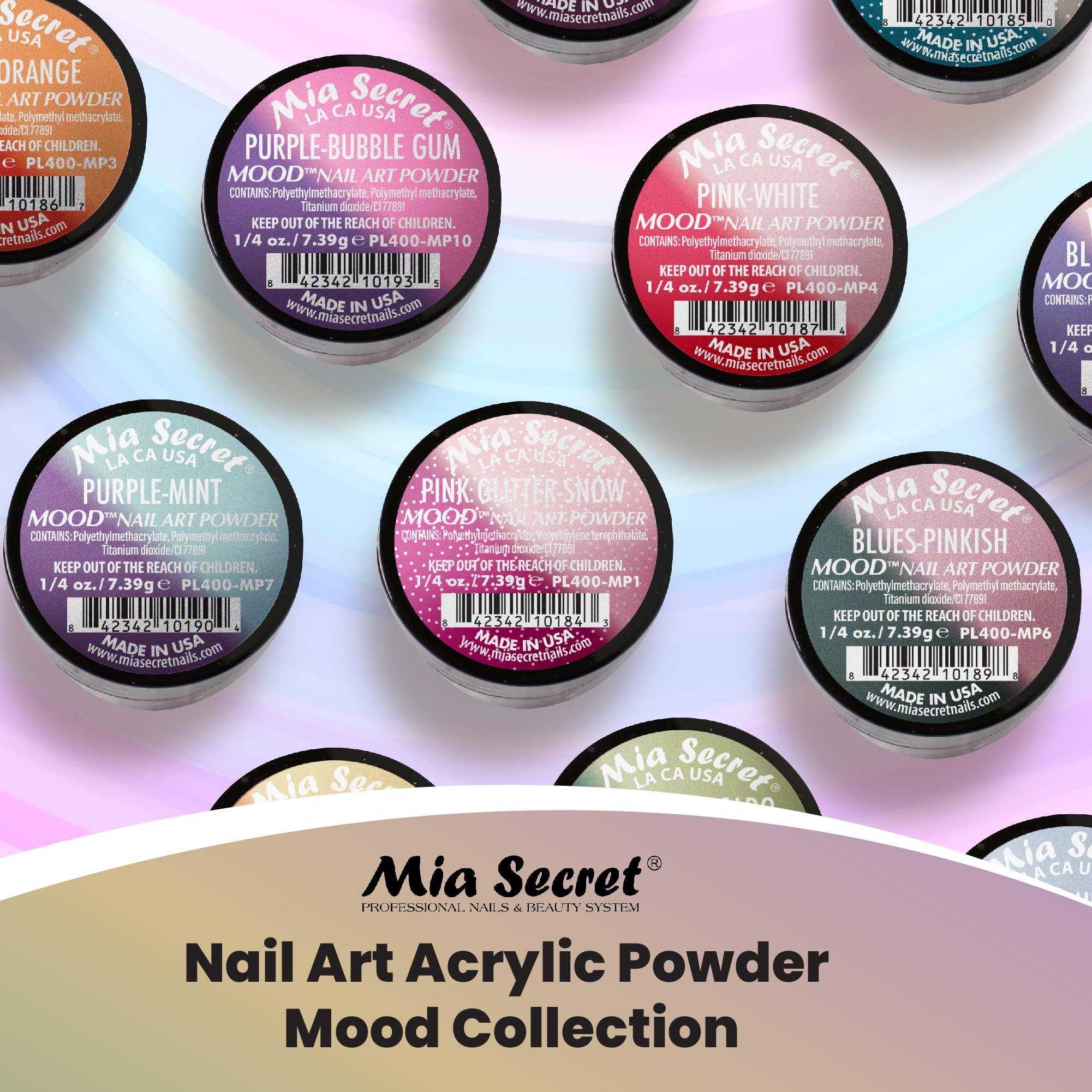 Mia Secret Mood Color Changing Nail Powder Collection – 12 Colors, ¼ oz Each