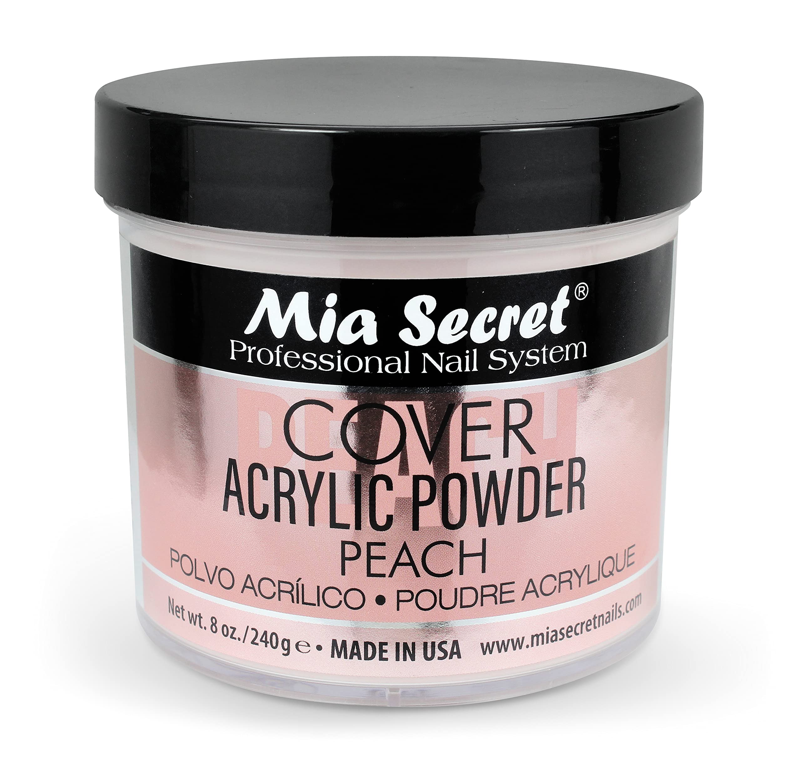 Mia Secret Peach Cover Acrylic Powder 8 oz – Salon-Quality Nails, Easy Coverage