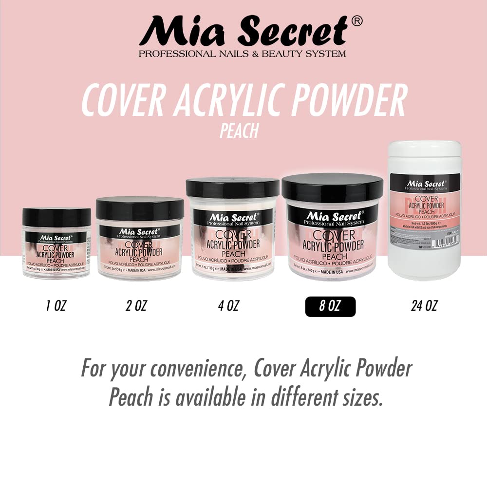 Mia Secret Peach Cover Acrylic Powder 8 oz – Salon-Quality Nails, Easy Coverage