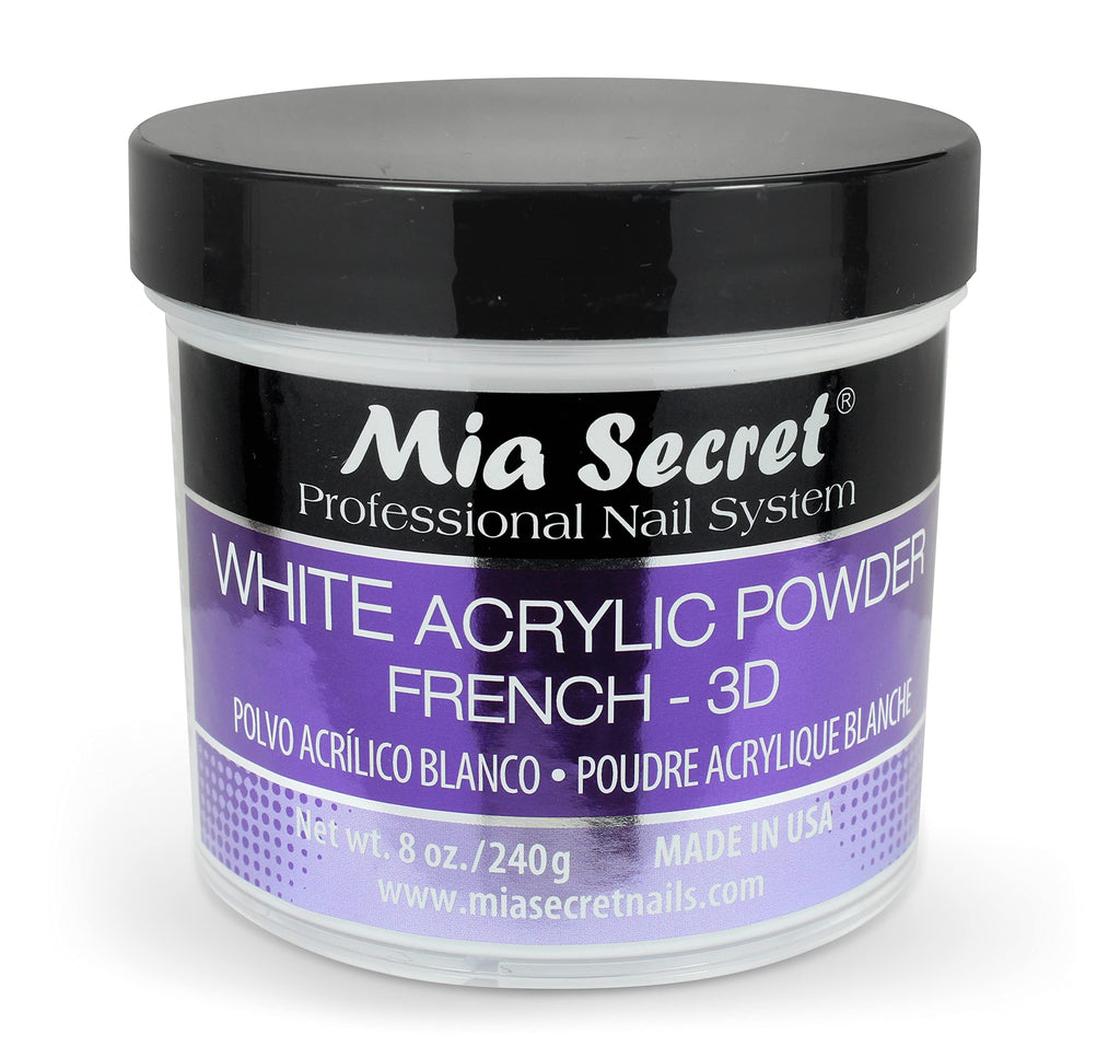 Mia Secret White Acrylic Powder (8oz) – 3D Nail Art & French Manicure
