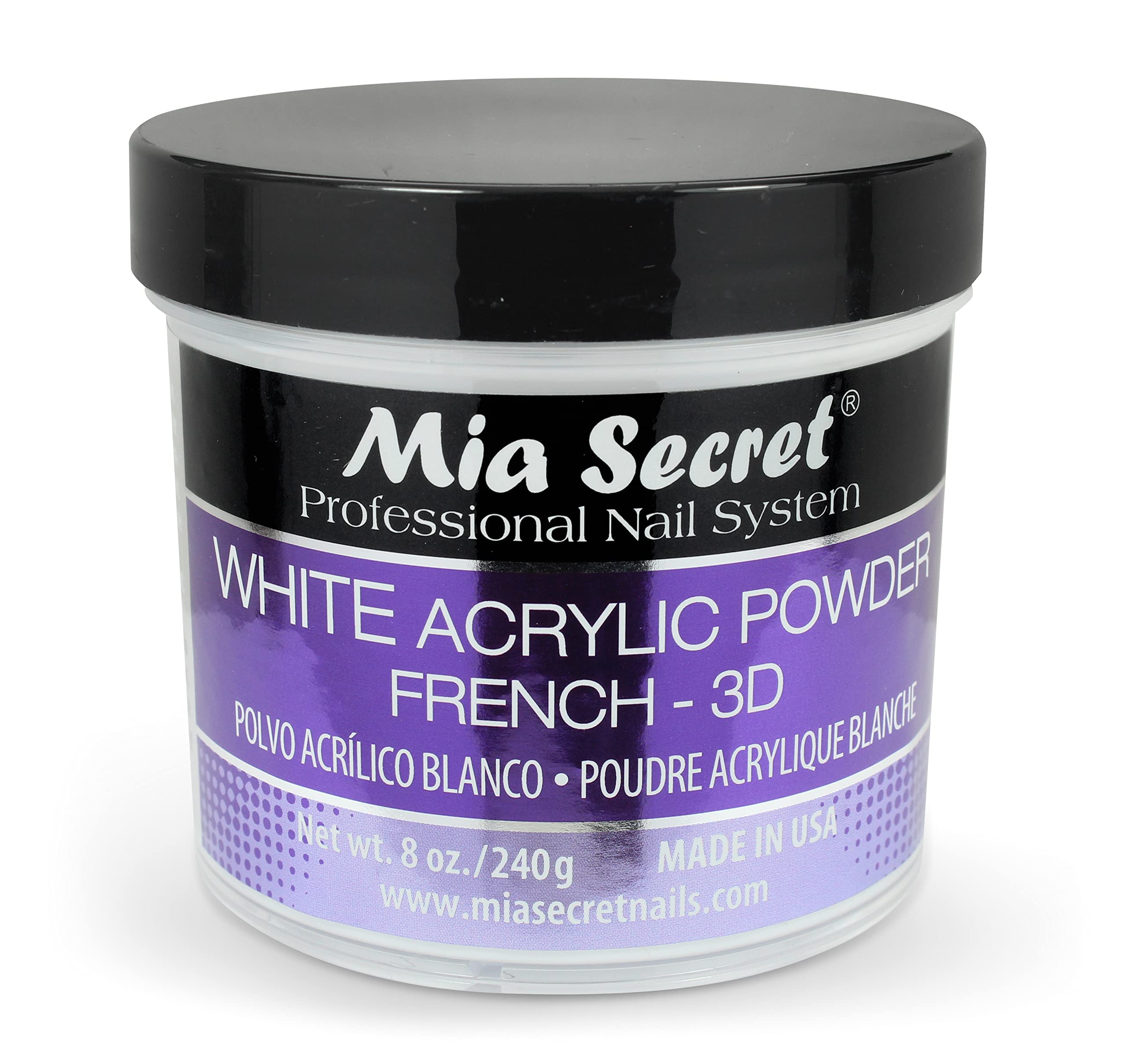 Mia Secret White Acrylic Powder (8oz) – 3D Nail Art & French Manicure