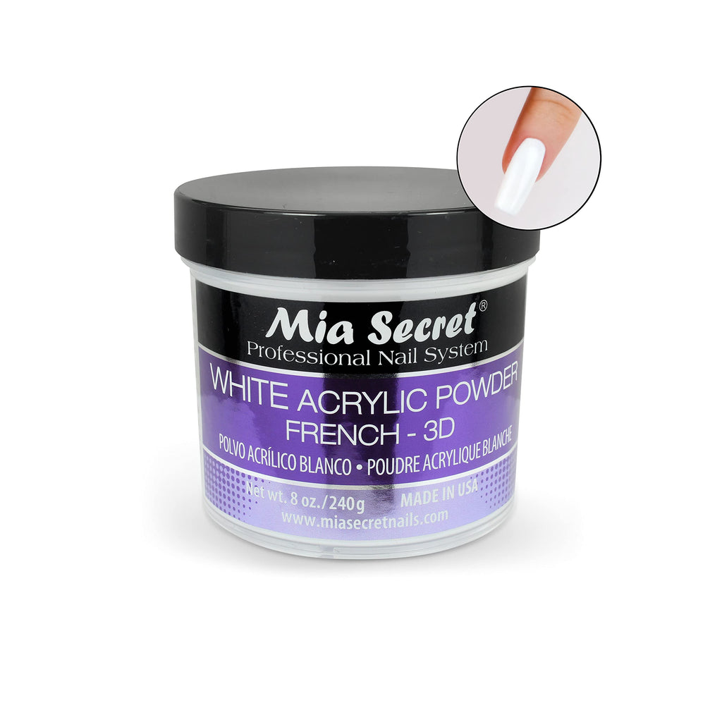 Mia Secret White Acrylic Powder (8oz) – 3D Nail Art & French Manicure