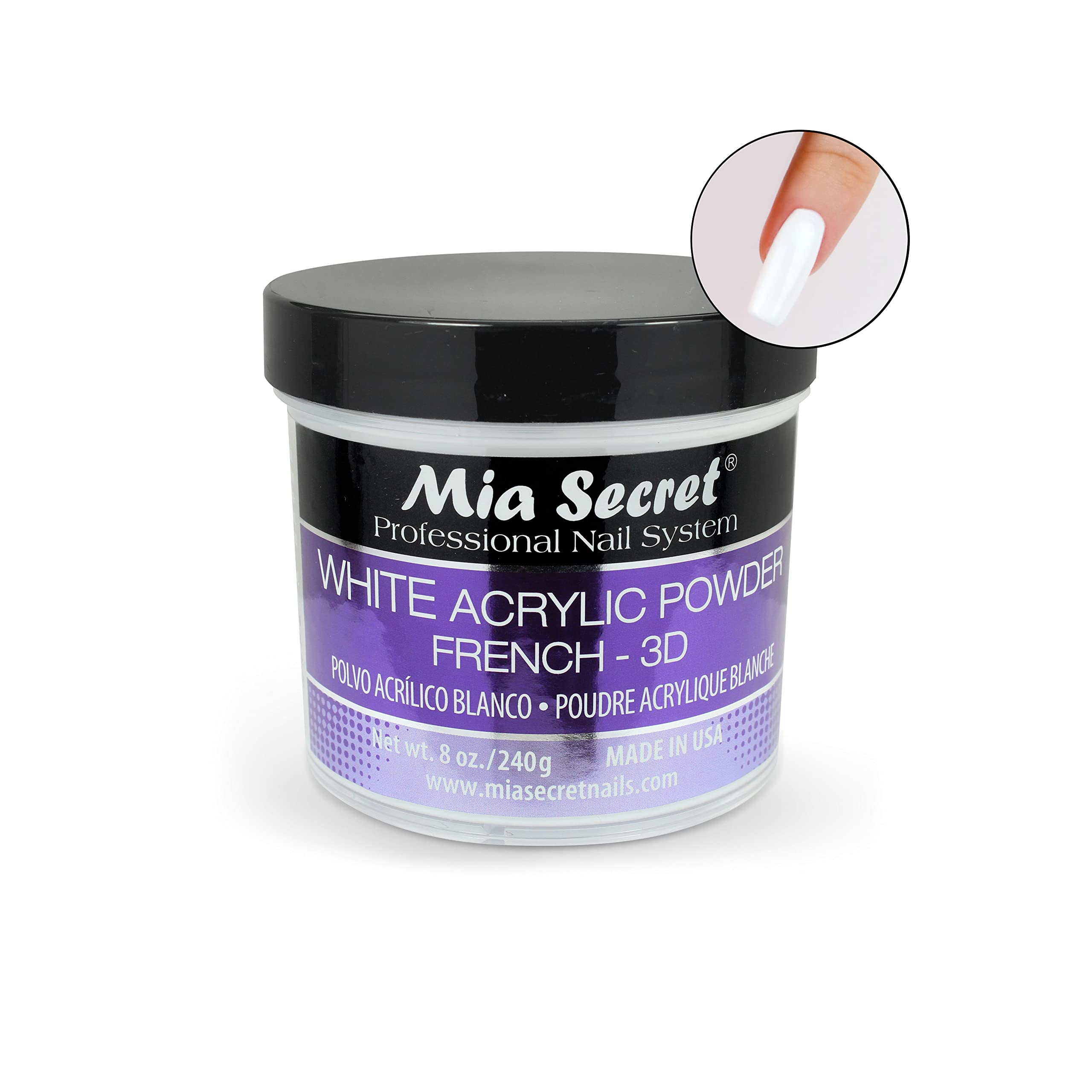 Mia Secret White Acrylic Powder (8oz) – 3D Nail Art & French Manicure