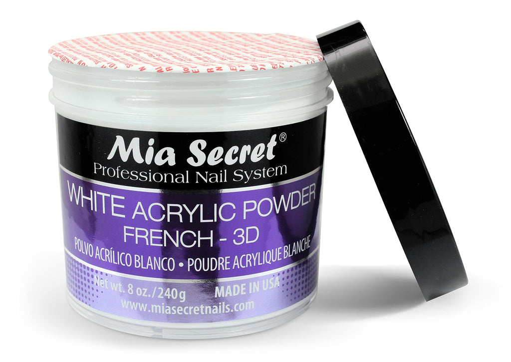 Mia Secret White Acrylic Powder (8oz) – 3D Nail Art & French Manicure