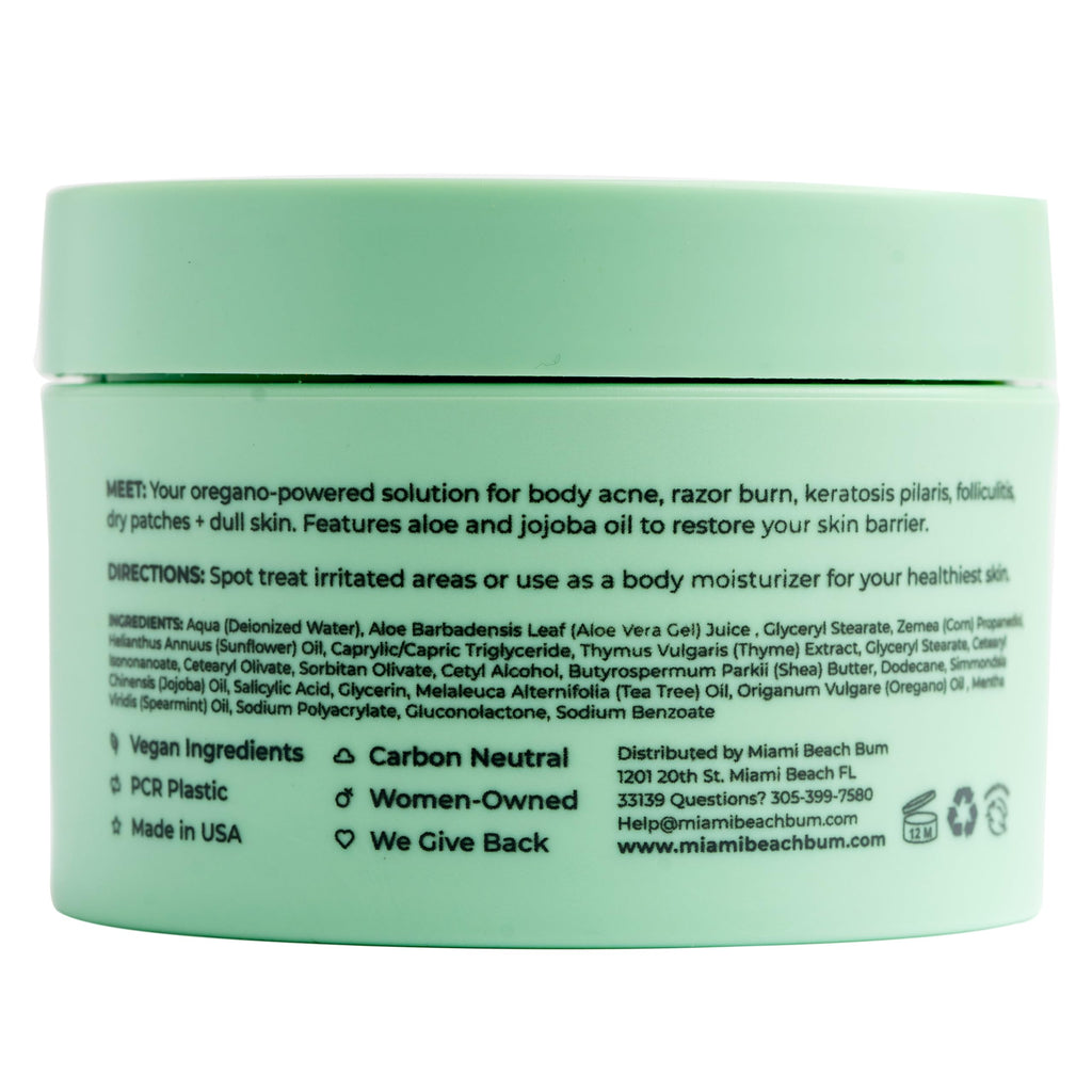 Miami Beach Bum Bum + Body Butter Cream – Daily Moisturizer with Oregano Oil (3.4 oz)