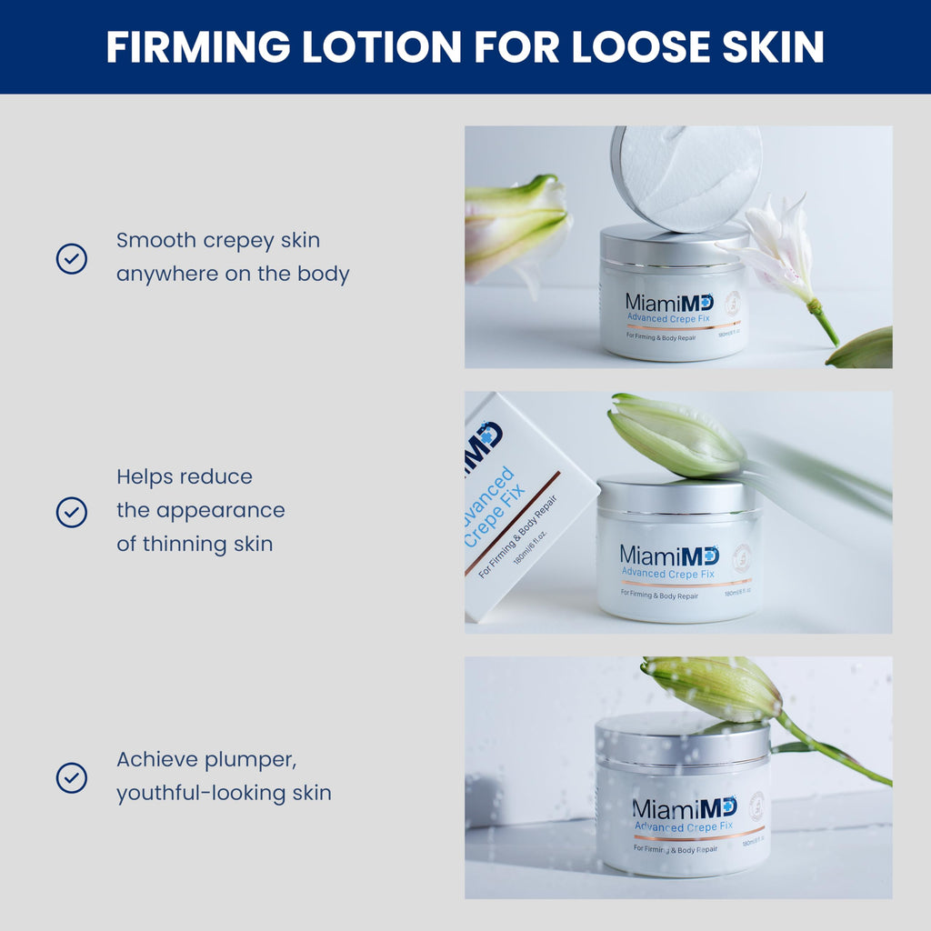 MiamiMD Advanced Crepe Fix – Anti-Aging Firming Cream for All Skin Types (3 x 180 ml) – Cruelty Free, Paraben Free