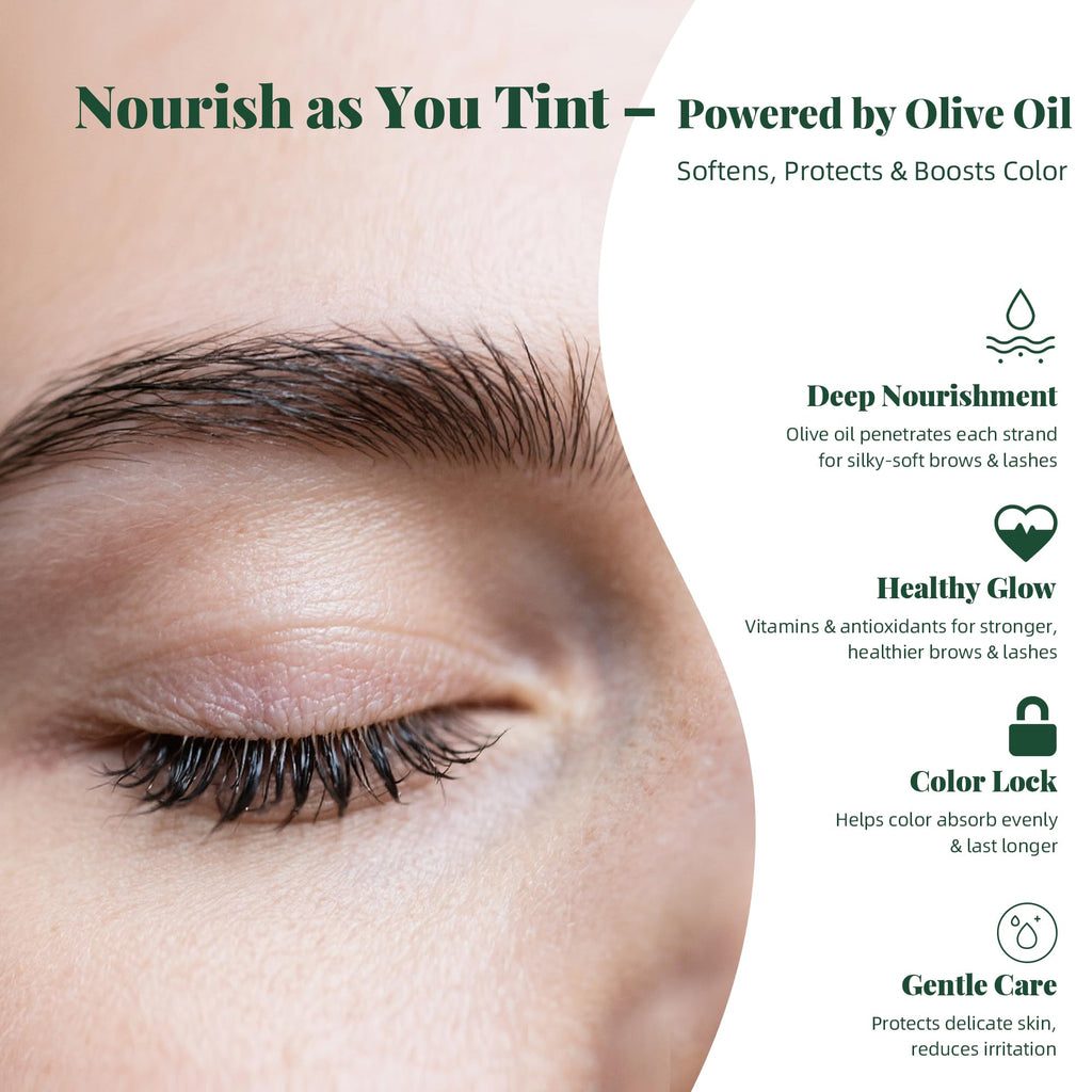 MIBYLEN Lash & Brow Color Kit with Olive Oil – Safe DIY Salon-Quality Black