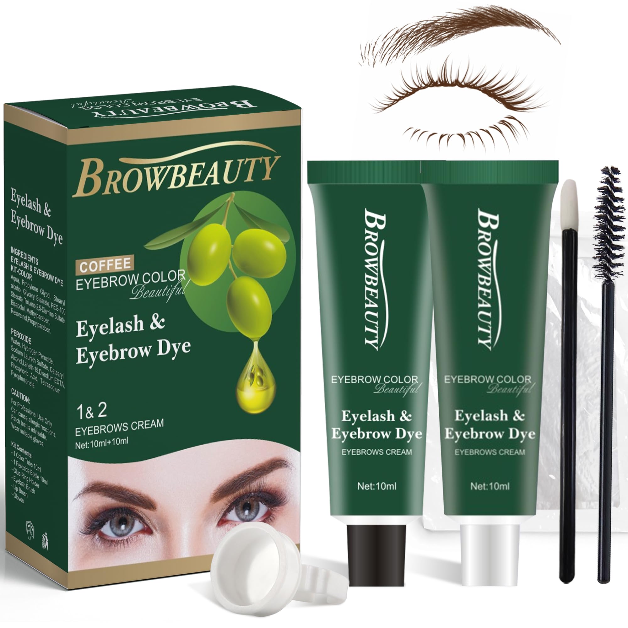 MIBYLEN Lash & Brow Color Kit with Olive Oil (Coffee) – Safe, Long-Lasting DIY Salon Results