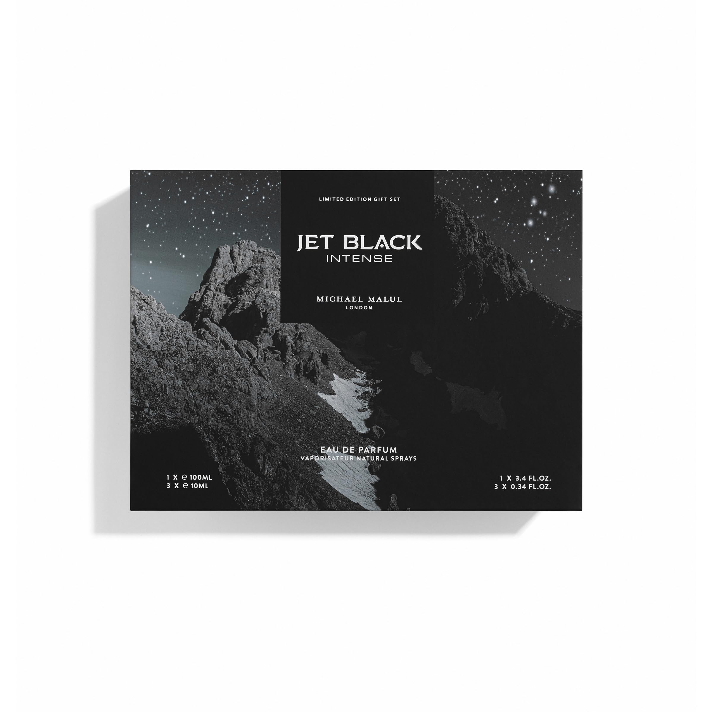 Michael Malul Jet Black Intense Gift Set – 100ml + 3 Travel-Sized Bottles
