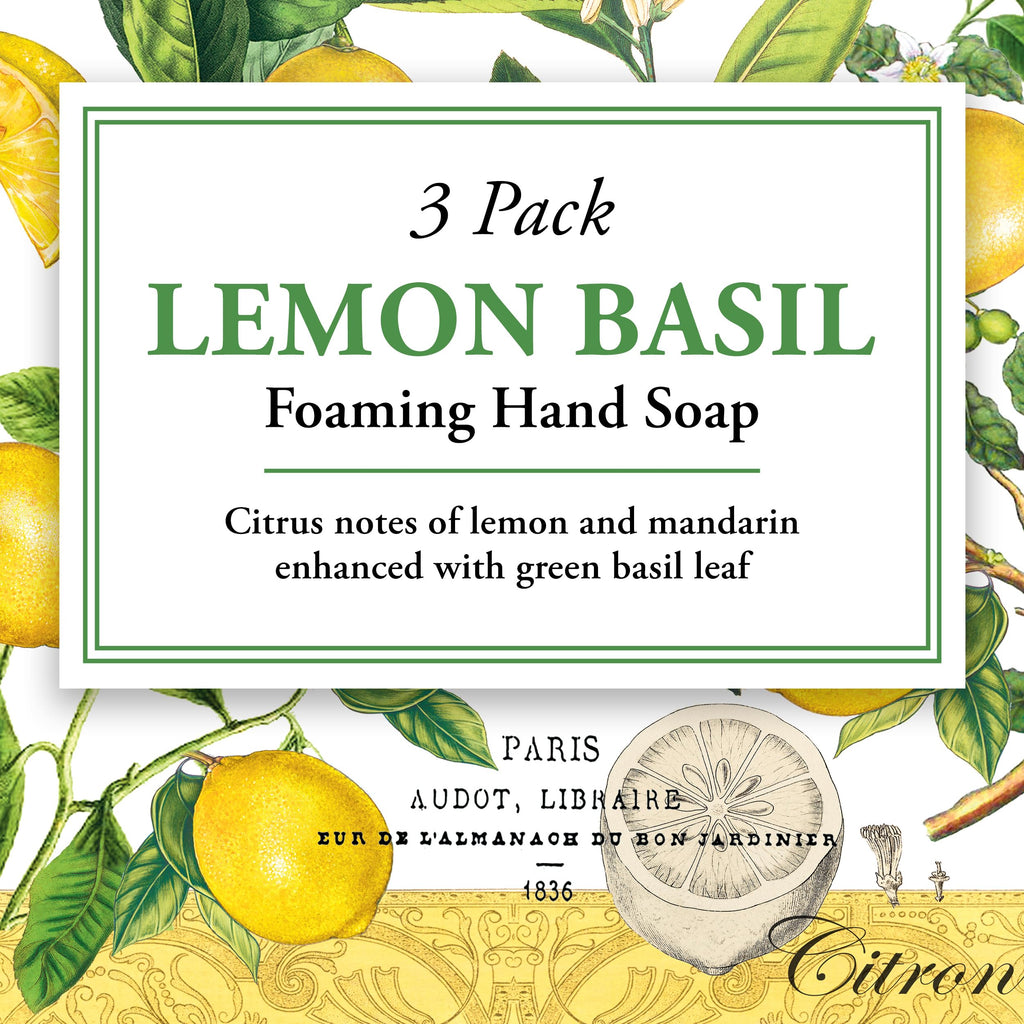 Michel Design Works Lemon Basil Foaming Hand Soap – 3 Pack (17.8 fl oz each)