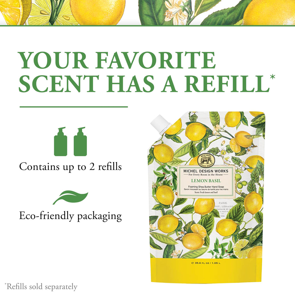 Michel Design Works Lemon Basil Foaming Hand Soap – 3 Pack (17.8 fl oz each)