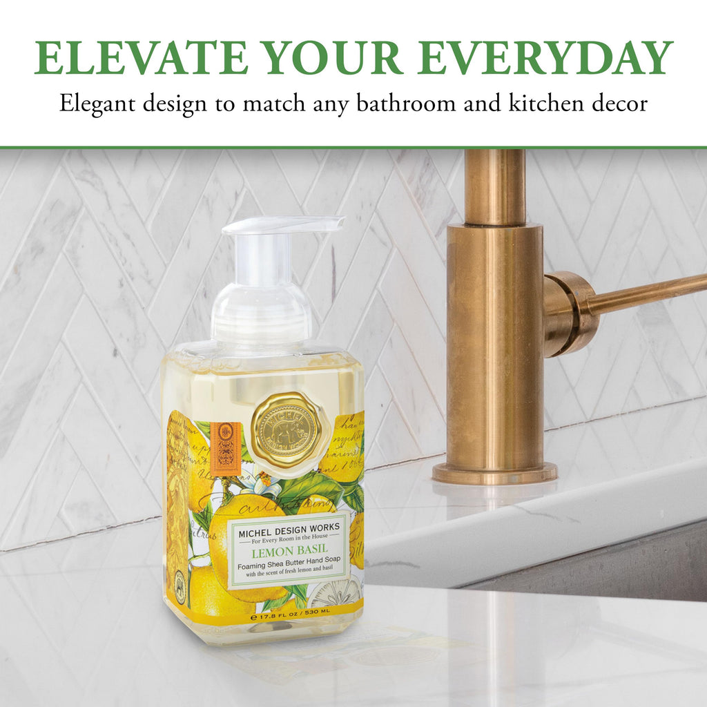 Michel Design Works Lemon Basil Foaming Hand Soap – 3 Pack (17.8 fl oz each)