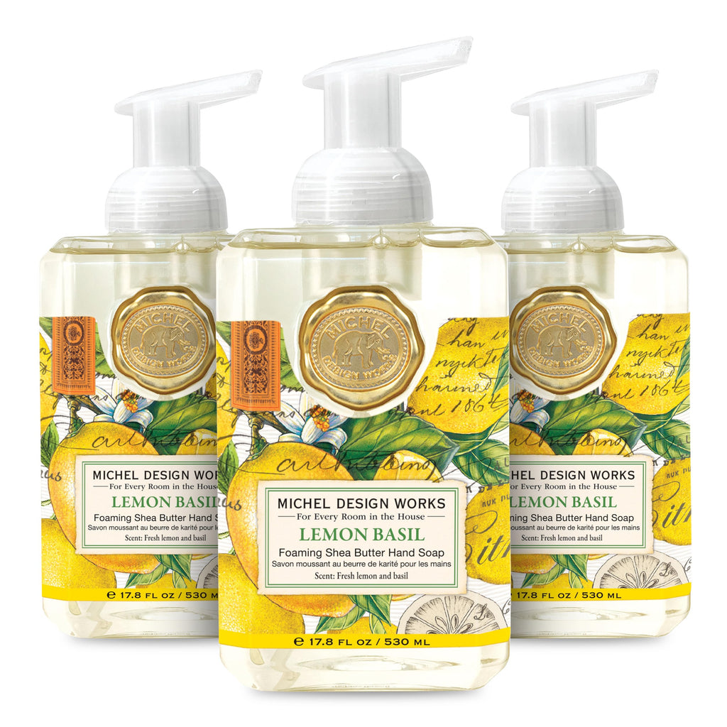 Michel Design Works Lemon Basil Foaming Hand Soap – 3 Pack (17.8 fl oz each)