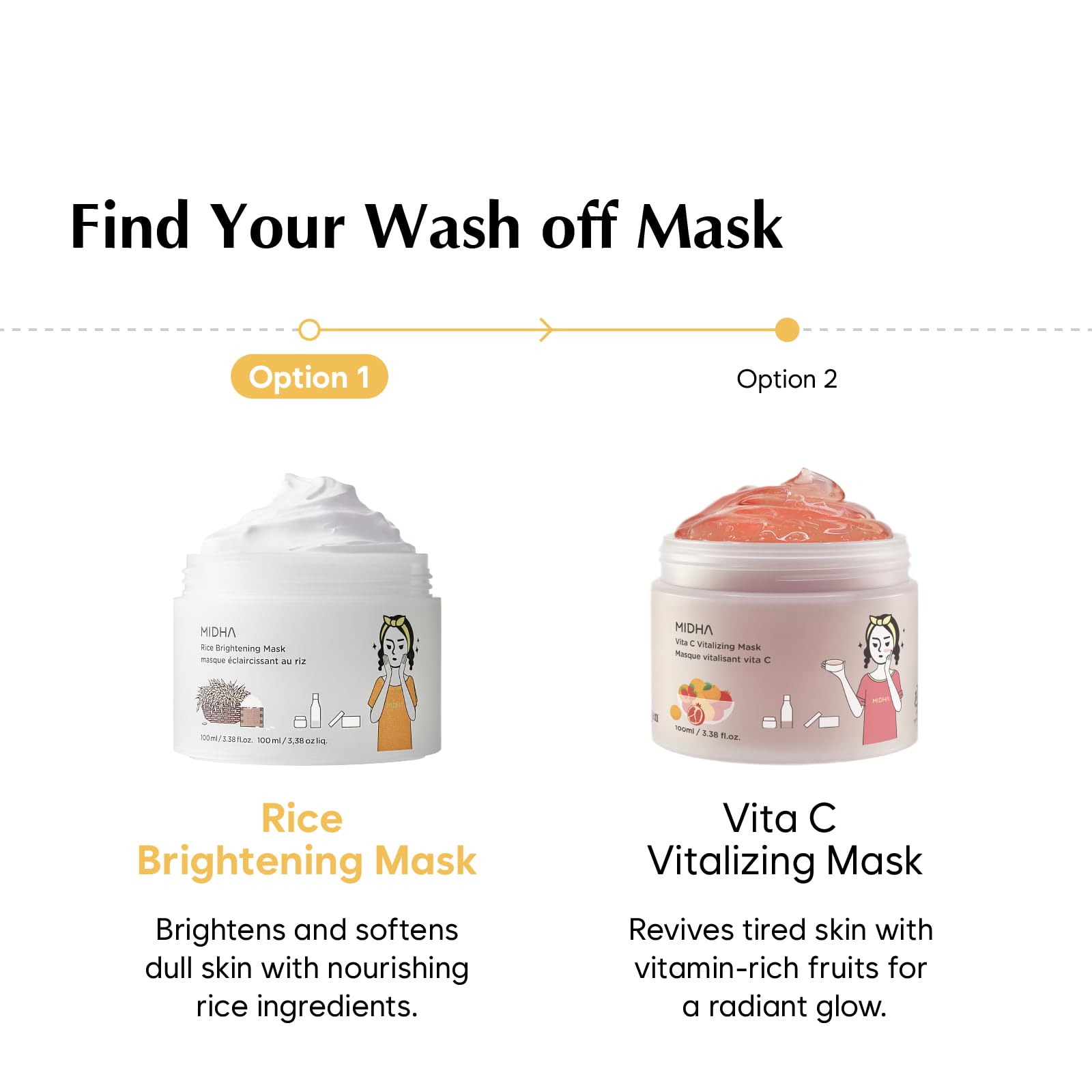 MIDHA Rice Mask – Hydrating, Smoothing Wash-off Facial Mask with 64% Rice Bran Water