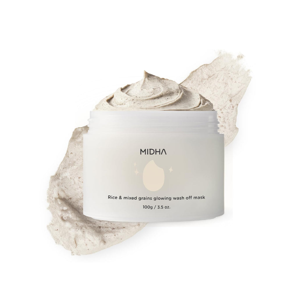 MIDHA Rice & Mixed Grains Glow Wash-off Mask – Gentle Exfoliation & Radiance (3.5oz/100g)