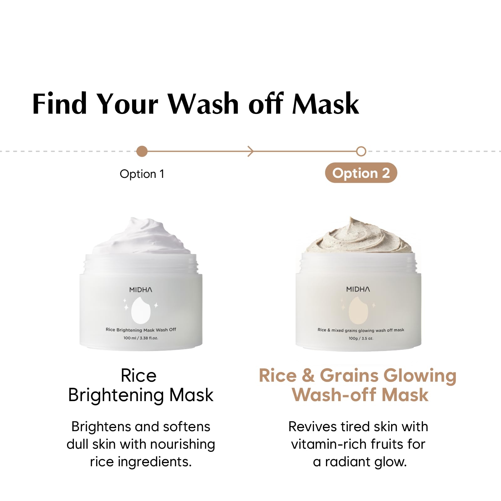 MIDHA Rice & Mixed Grains Glow Wash-off Mask – Gentle Exfoliation & Radiance (3.5oz/100g)