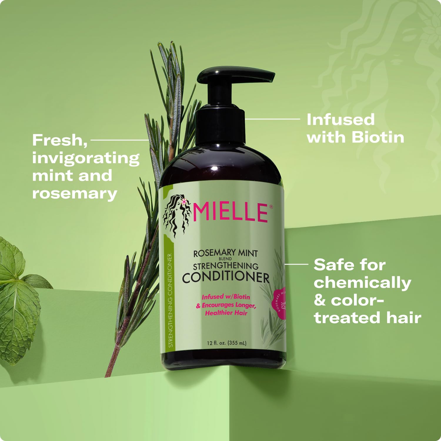 Mielle Organics Rosemary Mint Strengthening Hair Conditioner – Biotin, Detangling & Hydration (12 oz)