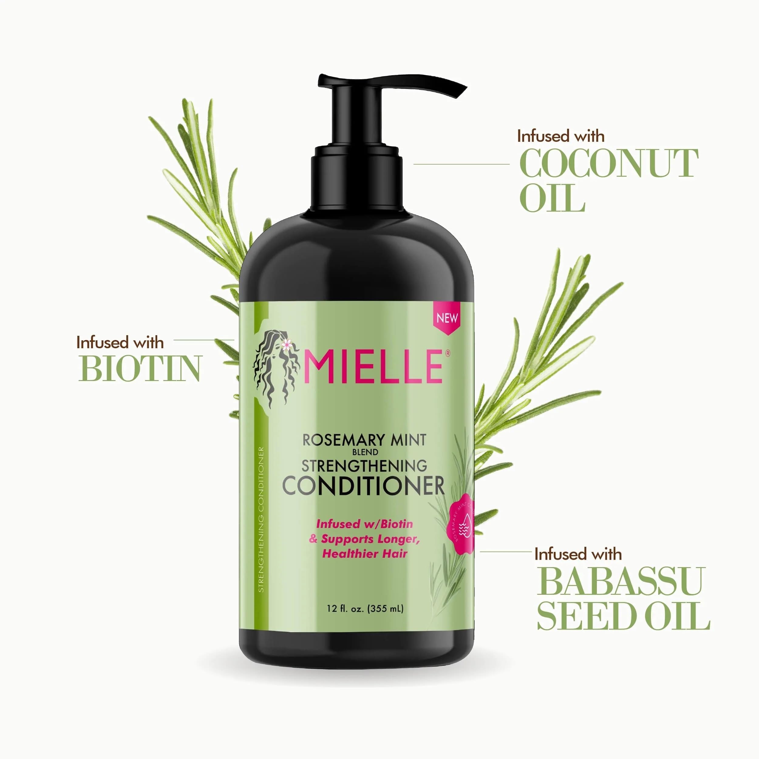 Mielle Rosemary Mint Biotin Infused Strengthening Shampoo & Conditioner Bundle – Stronger, Healthier Hair