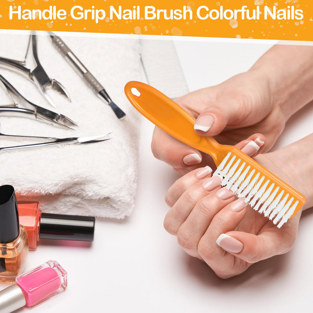 Mifoci 120 Pcs Handle Grip Nail Brush Set Neon Color – Bulk Fingernail Scrub Brushes for Manicure & Pedicure