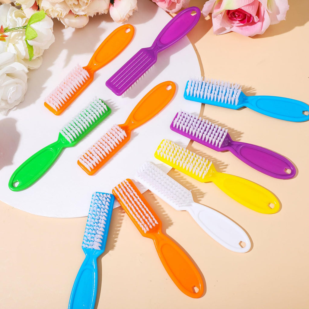 Mifoci 120 Pcs Handle Grip Nail Brush Set Neon Color – Bulk Fingernail Scrub Brushes for Manicure & Pedicure