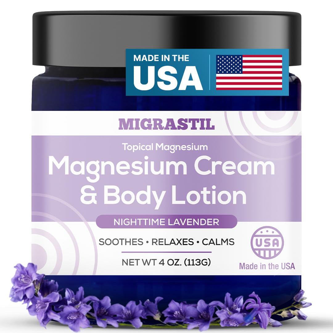 MIGRASTIL Nighttime Lavender Magnesium Cream – 250mg Magnesium for Sleep & Relaxation
