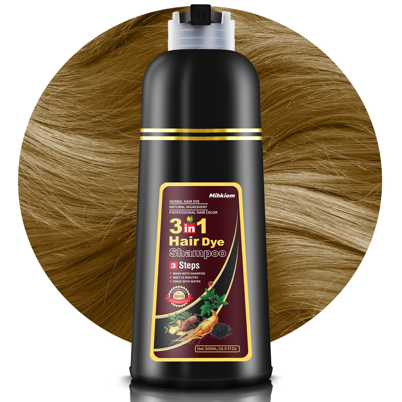 Mihkiom Hair Dye Shampoo 3 in 1 – Chestnut Brown Refresh in 20 Minutes | Natural Plant Formula