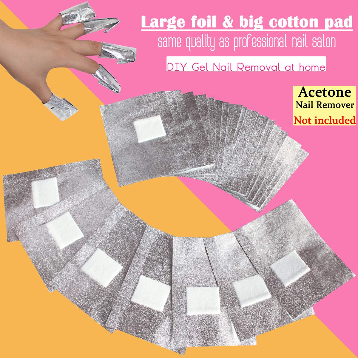 MIILYE Nail Polish Remover Foil Wraps with Pre-attached Lint-Free Pad (300 Wraps)