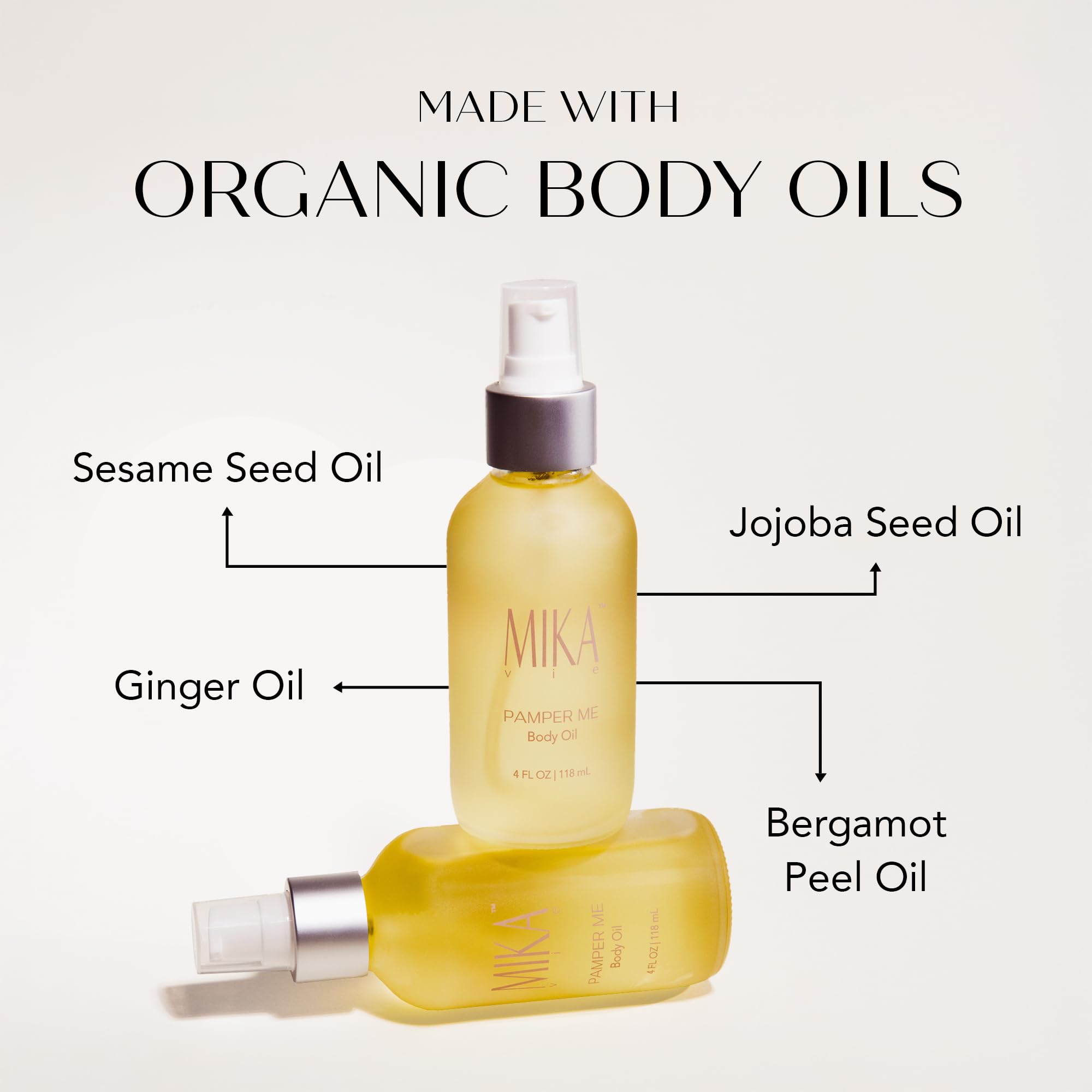 Mika Vie Luxury Organic Body Oil After Shower for Women - 4 oz, Non-Greasy, USDA Organic
