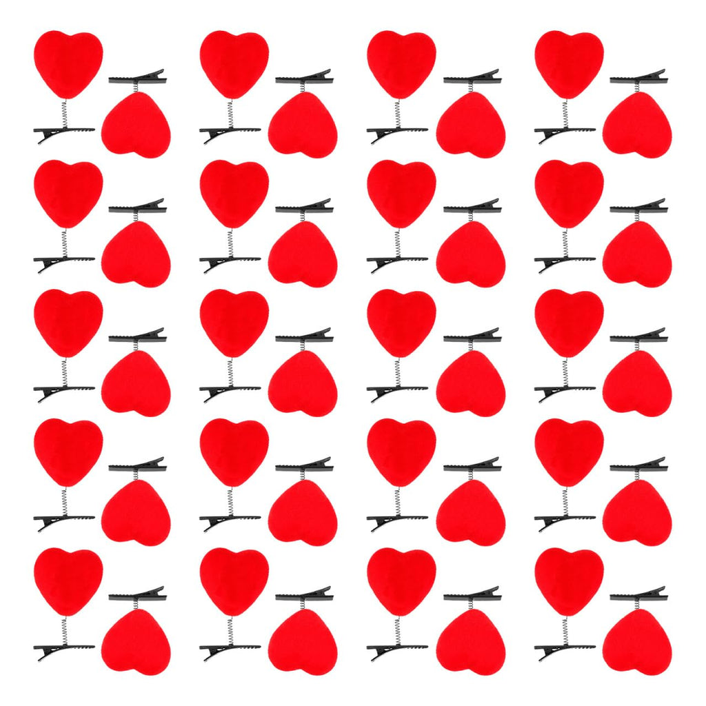 Mikinona 40Pcs Valentine Red Heart Hair Clips – Heart Barrettes for Girls & Women