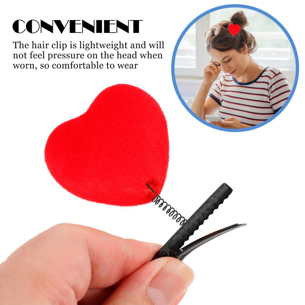 Mikinona 40Pcs Valentine Red Heart Hair Clips – Heart Barrettes for Girls & Women