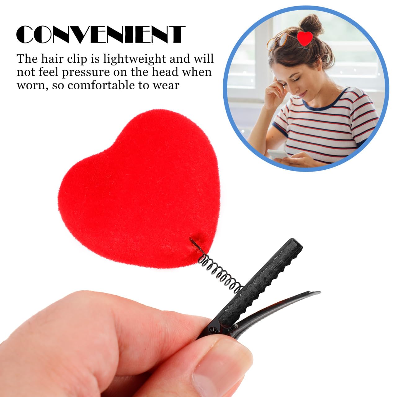 Mikinona 40Pcs Valentine Red Heart Hair Clips – Heart Barrettes for Girls & Women