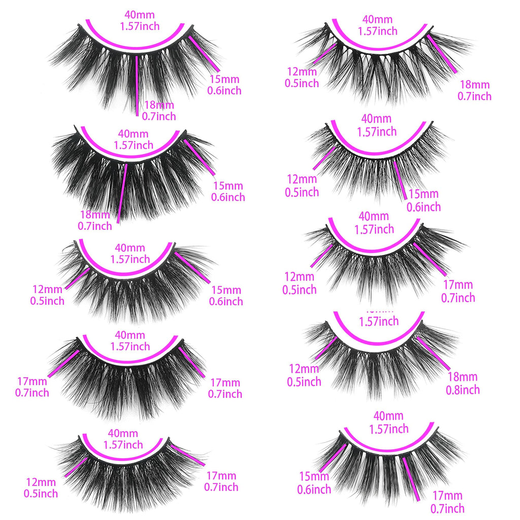 Mikiwi 30-Pair 5D Faux Mink Lashes Bulk Wholesale – 12-20mm Natural, Fluffy