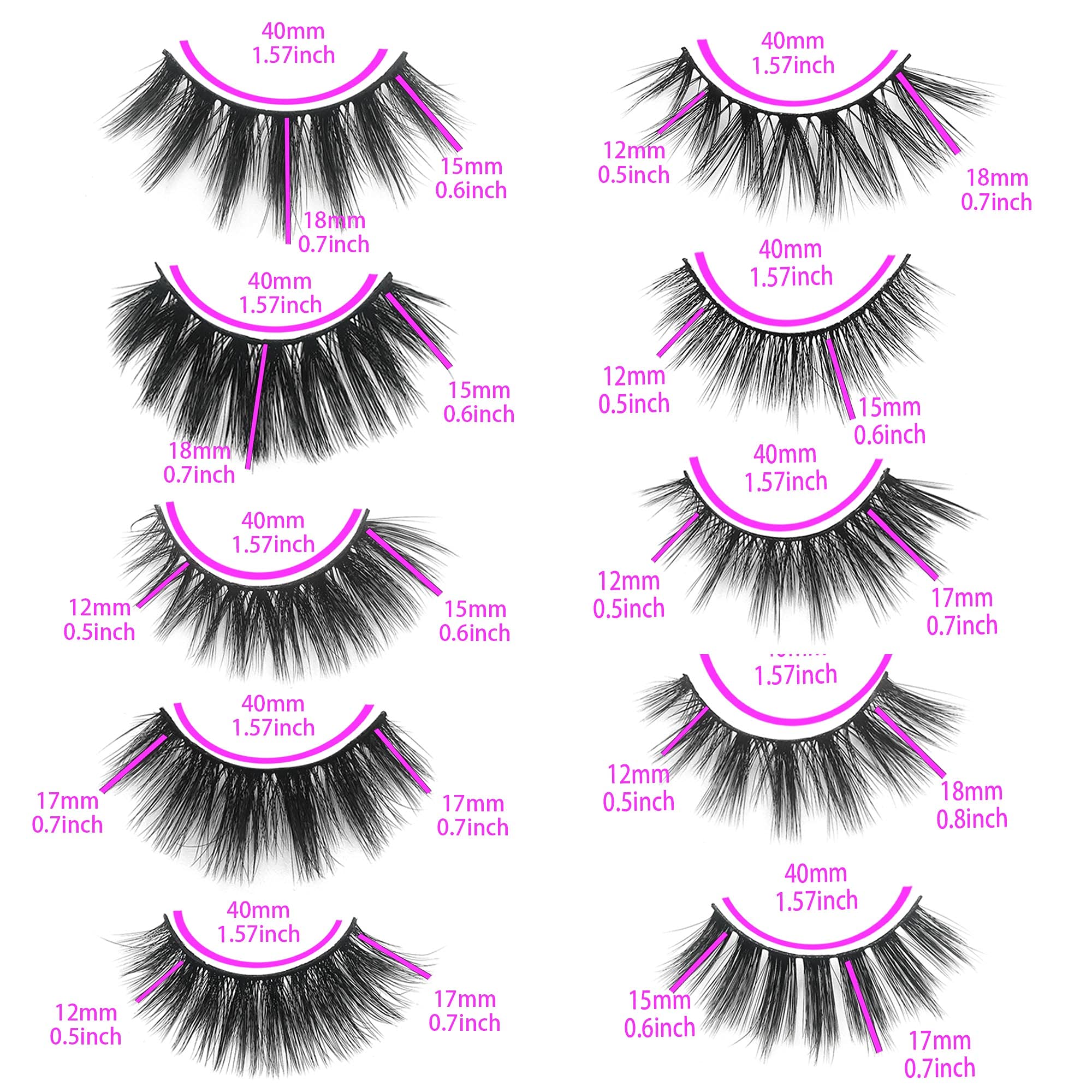 Mikiwi 30-Pair 5D Faux Mink Lashes Bulk Wholesale – 12-20mm Natural, Fluffy