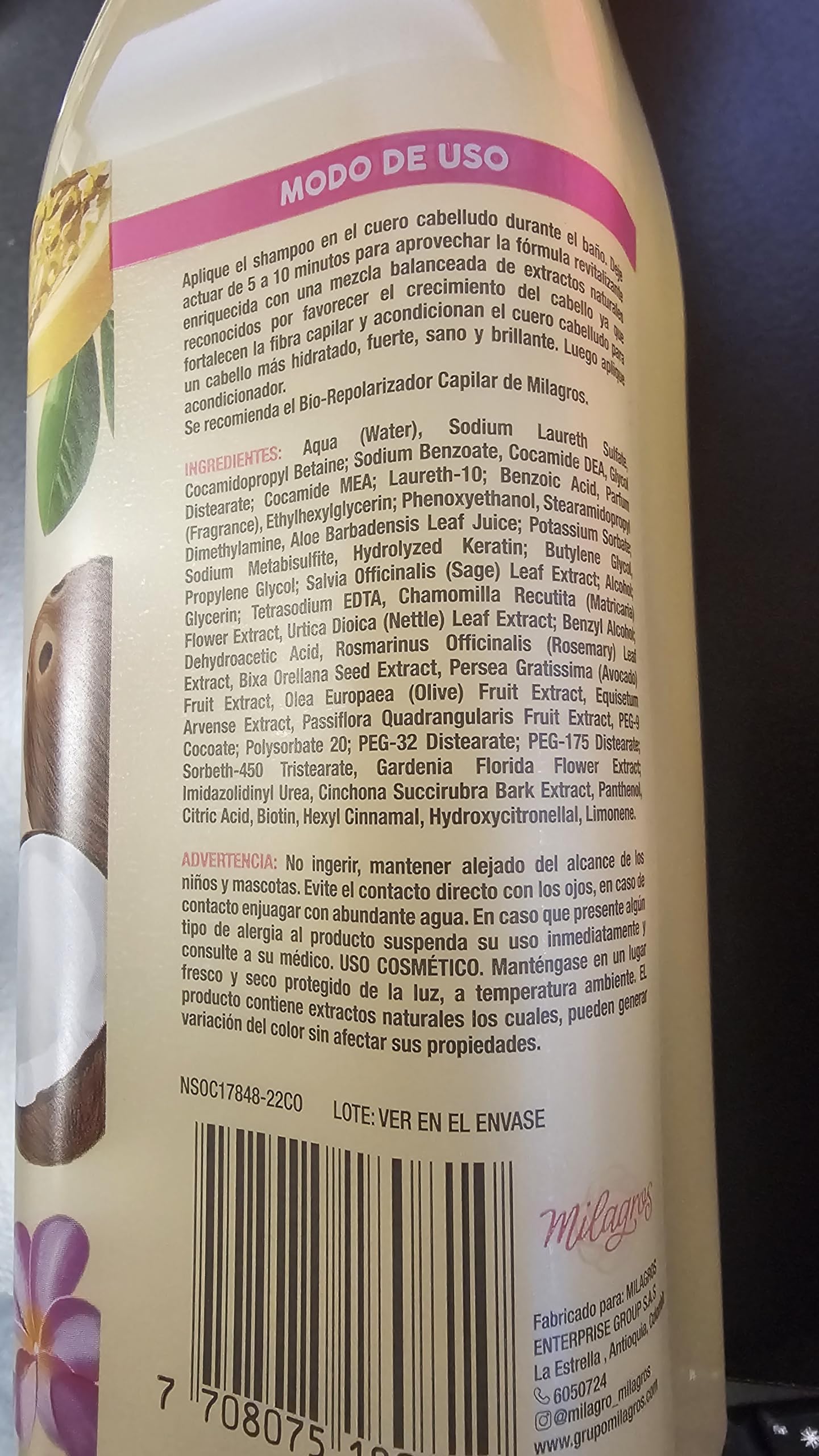 Milagros Herbal Shampoo & Biorepolarizer | Hair Strength, Shine & Renewal | Colombia