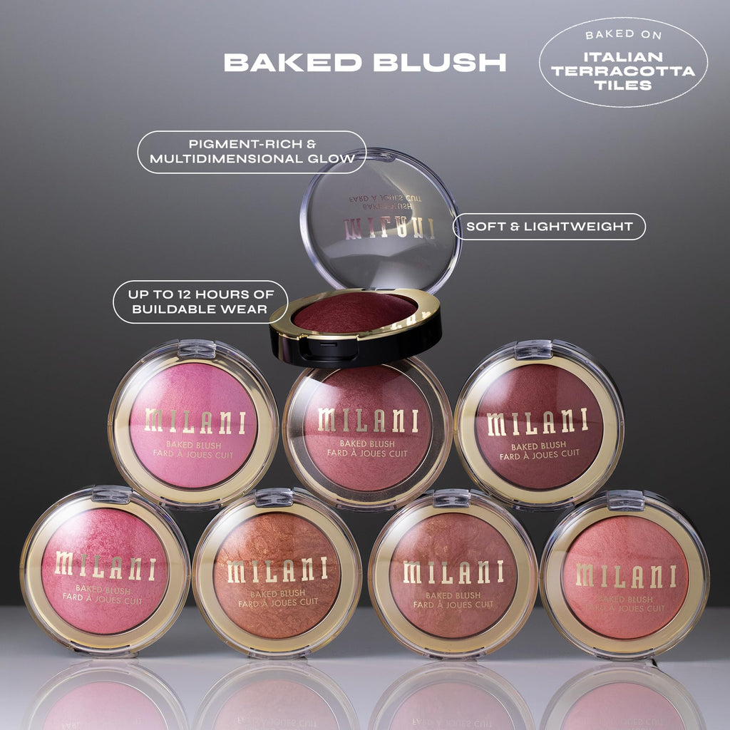 Milani Baked Blush Dolce Pink – 8 Shades, Buildable Color, Cruelty-Free Cheek Makeup