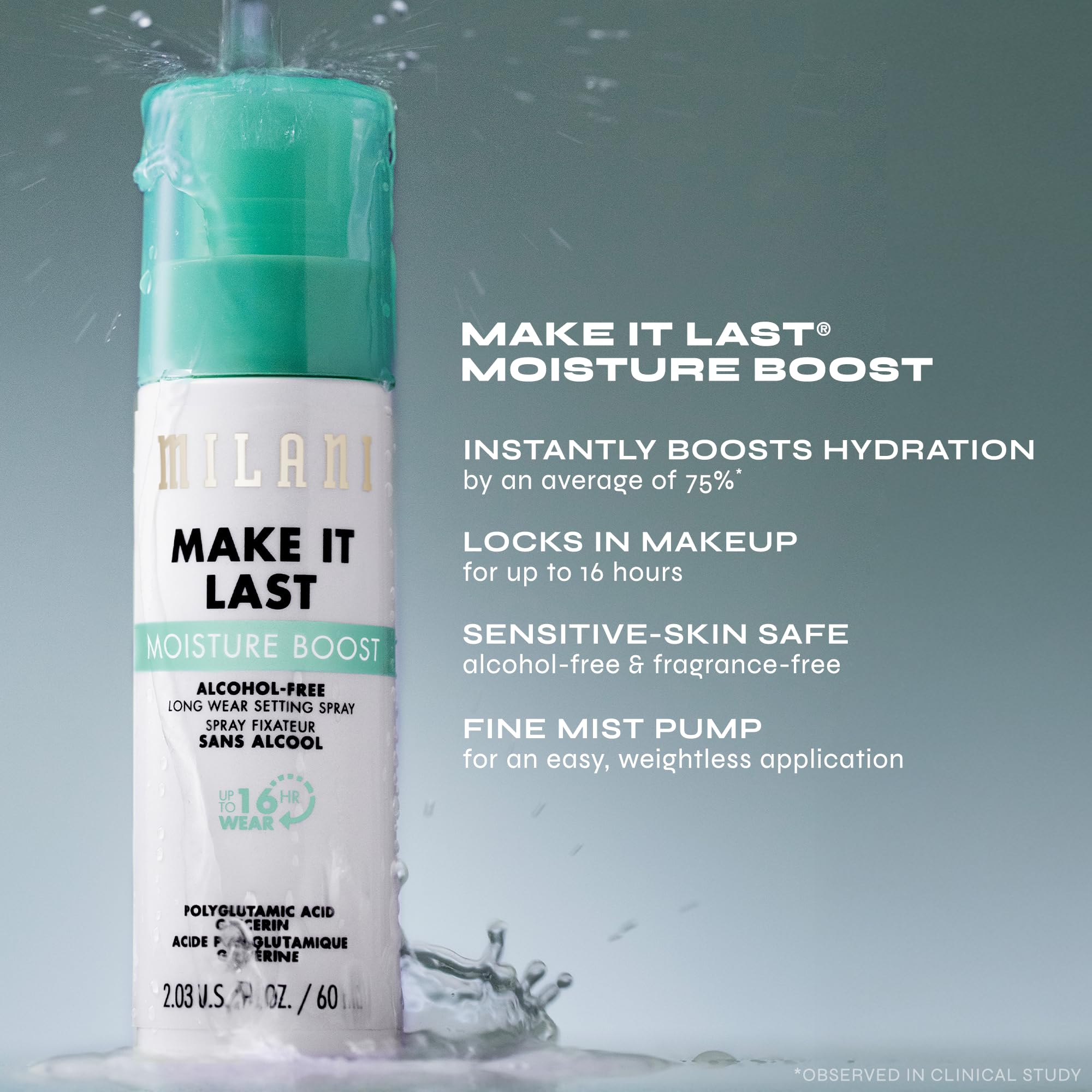 Milani Make It Last Moisture Boost Setting Spray – Alcohol-Free, Waterproof Hydrating Finisher