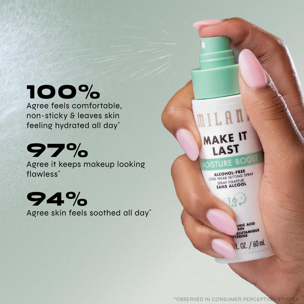 Milani Make It Last Moisture Boost Setting Spray – Alcohol-Free, Waterproof Hydrating Finisher