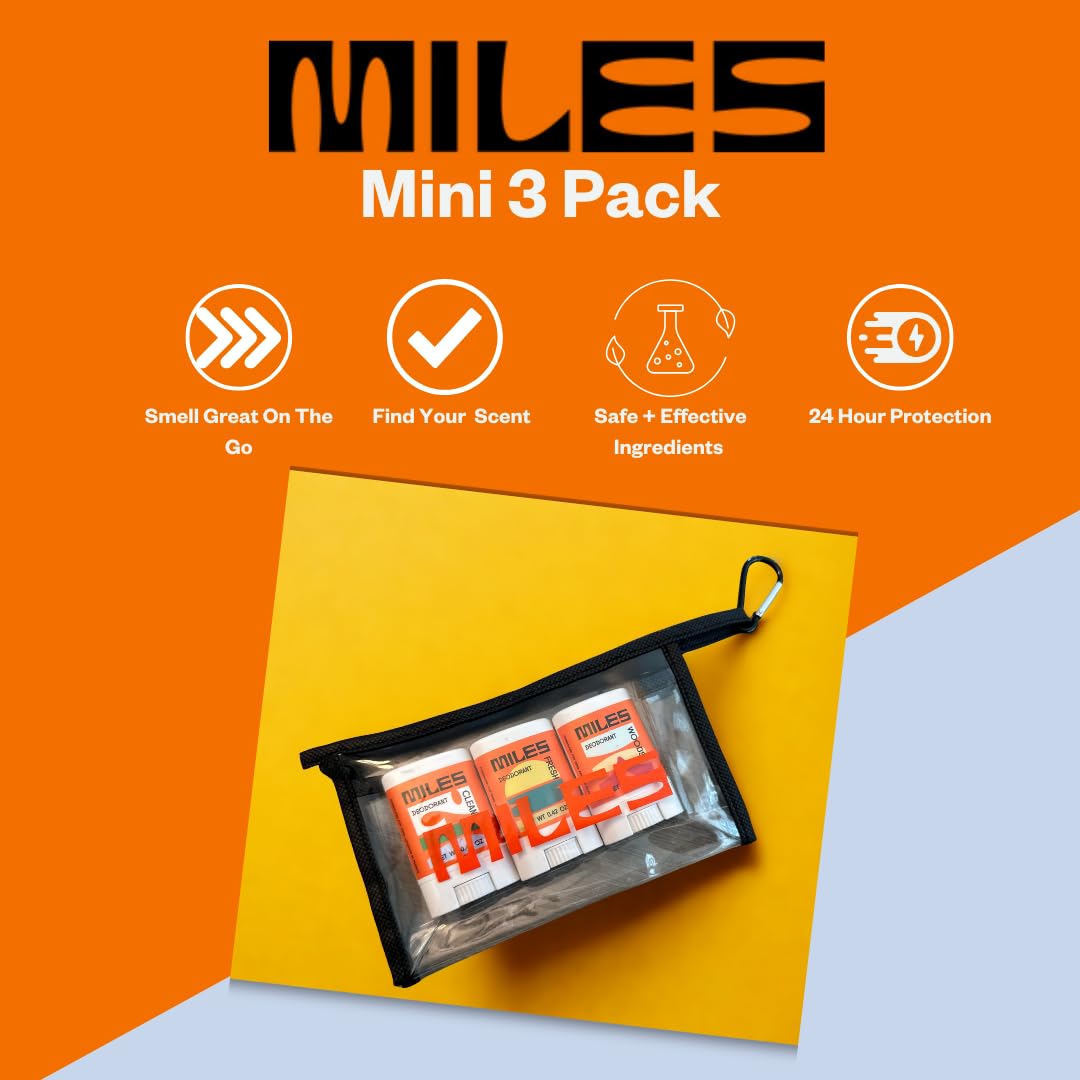 Miles Kids Deodorant – Aluminum-Free, Hypoallergenic, Made in USA | Travel Kit 3-Pack