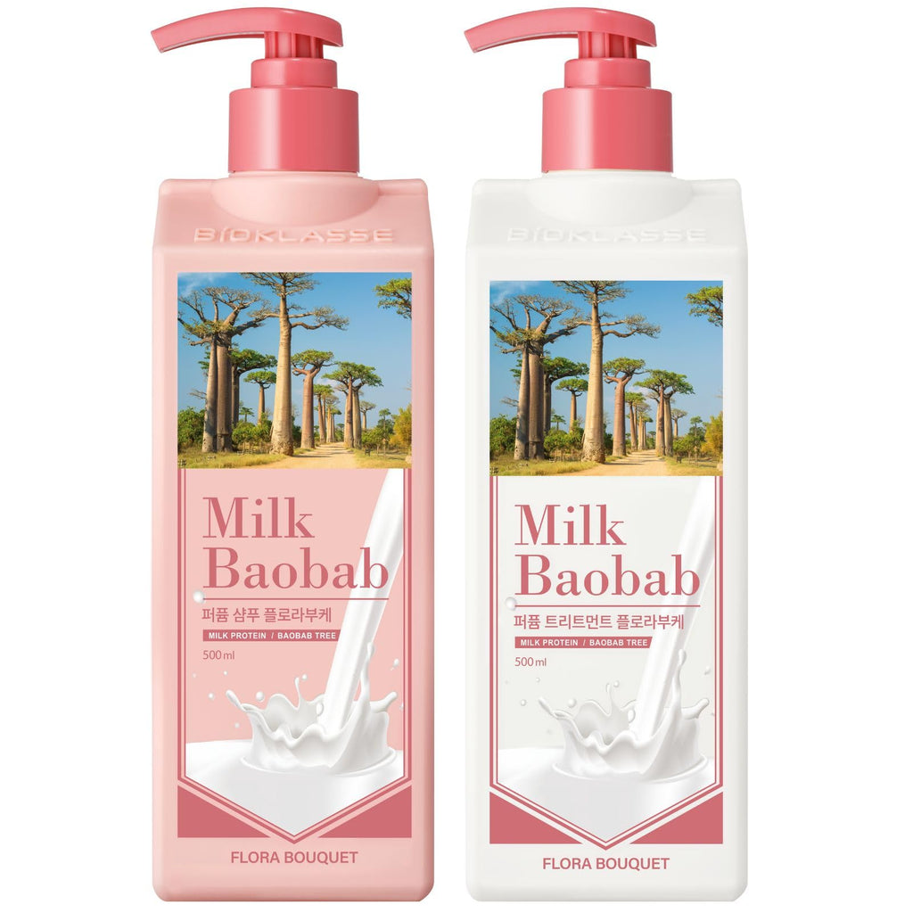 Milk Baobab Perfume Shampoo & Conditioner Set – 16.90 Fl Oz Each (2 in 1) | Flora Bouquet Korean Hair Care