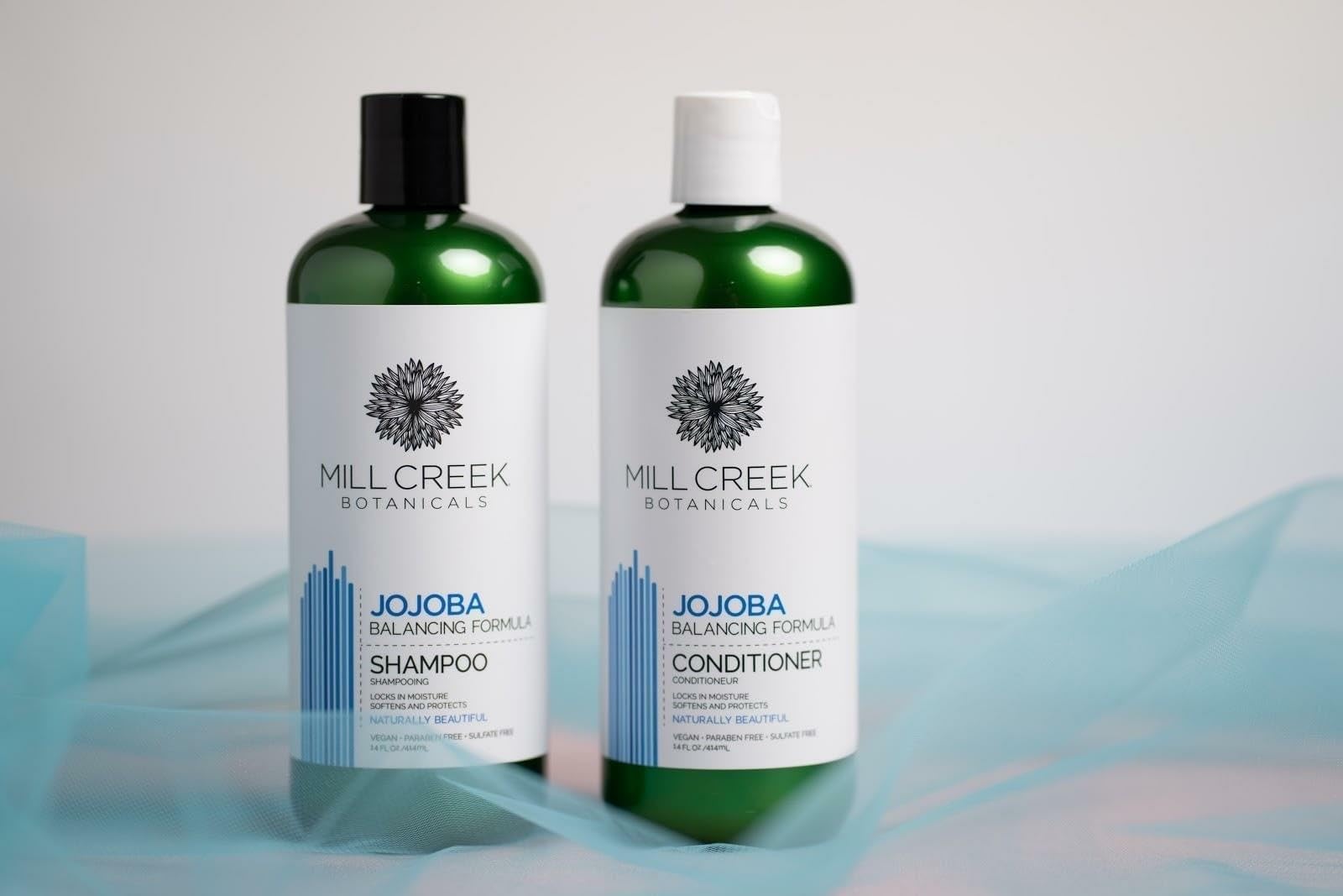 Mill Creek Botanicals Jojoba Shampoo & Conditioner Bundle – Paraben Free, Sulfate Free, pH Balanced