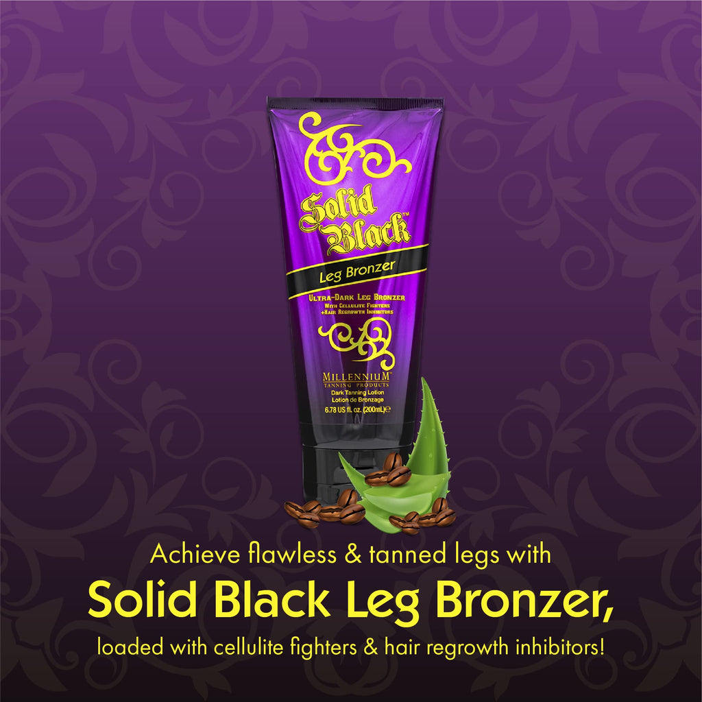 Millennium Tanning Solid Black Leg Bronzer – Ultra Dark Aloe-Infused Lotion (6.78 oz)